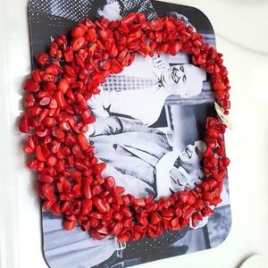 Beautiful red coral bib necklace